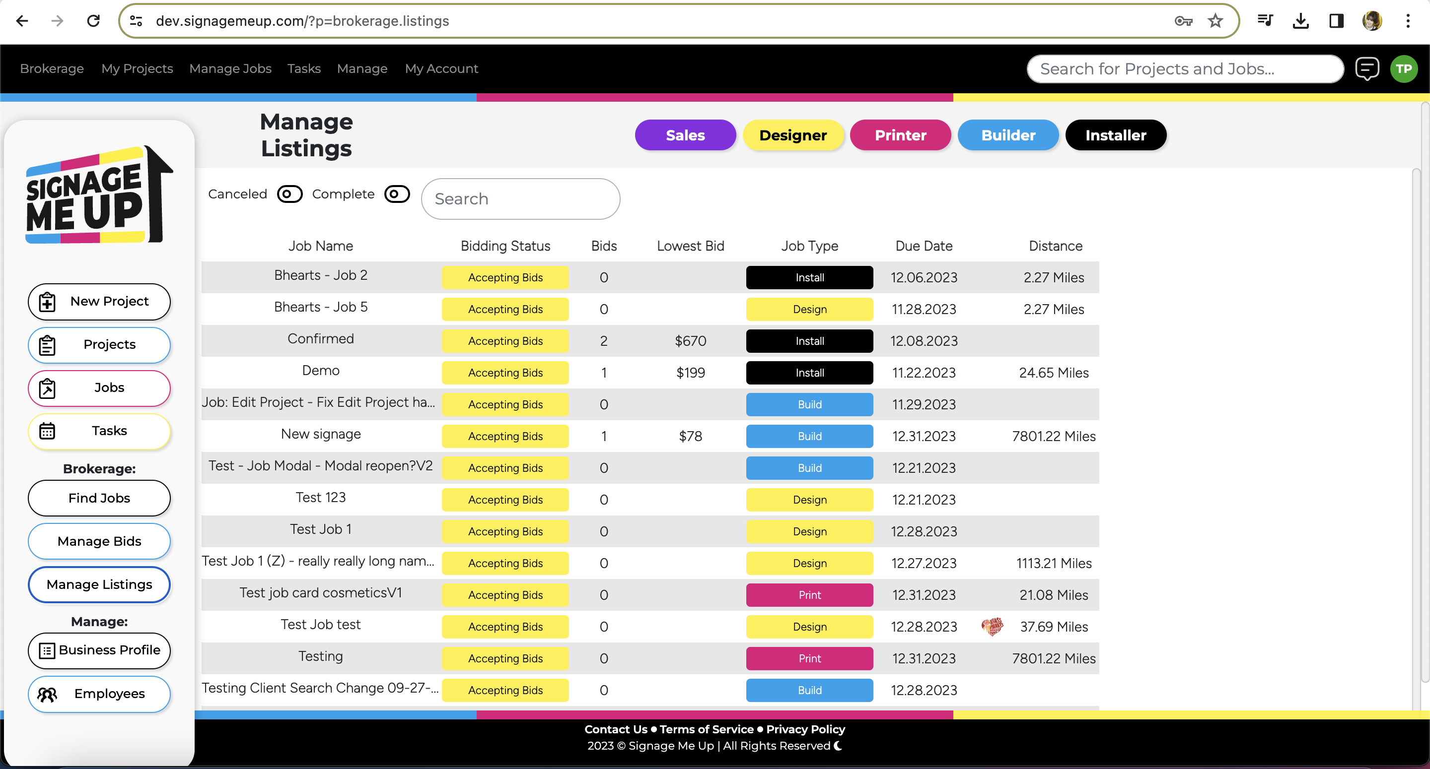 Signage Me Up Dashboard